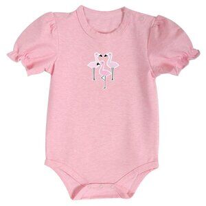Stephan Baby Heather Snapshirt-Style Onesie, Pink Flamingos - Size 6-12 Months
